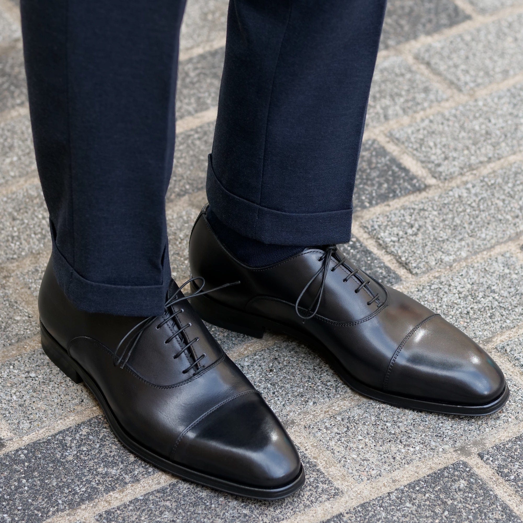 Eton Cap Toe Oxford Black Vibram Sole