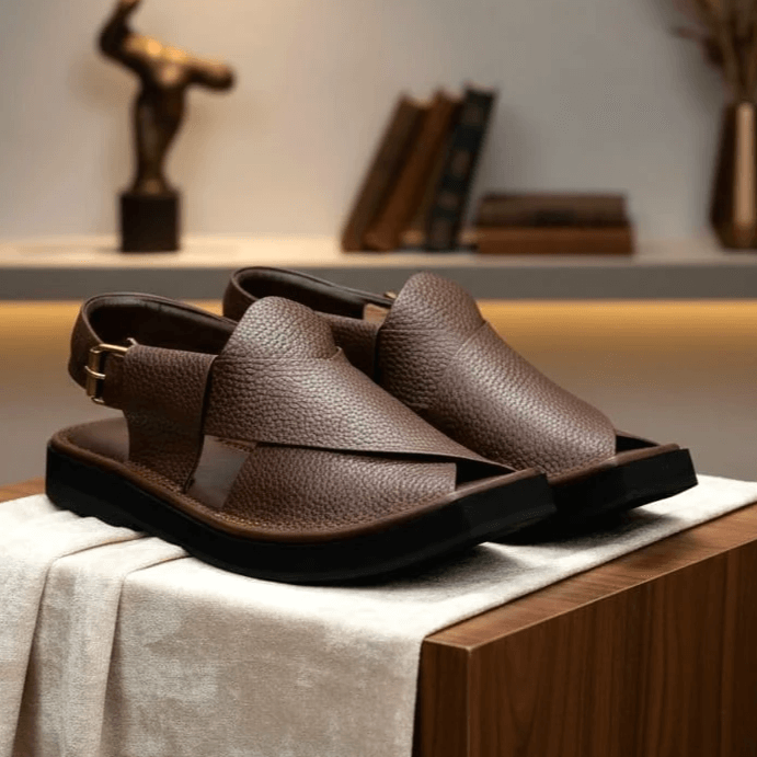 Kaptaan Chappal with Brown Doted