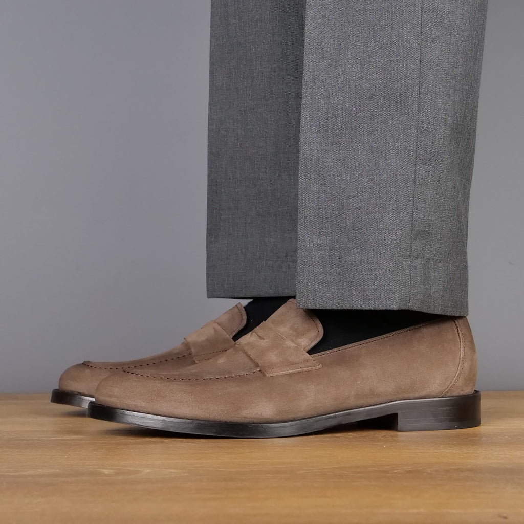 Monaco Penny Loafer Taupe Brown Suede