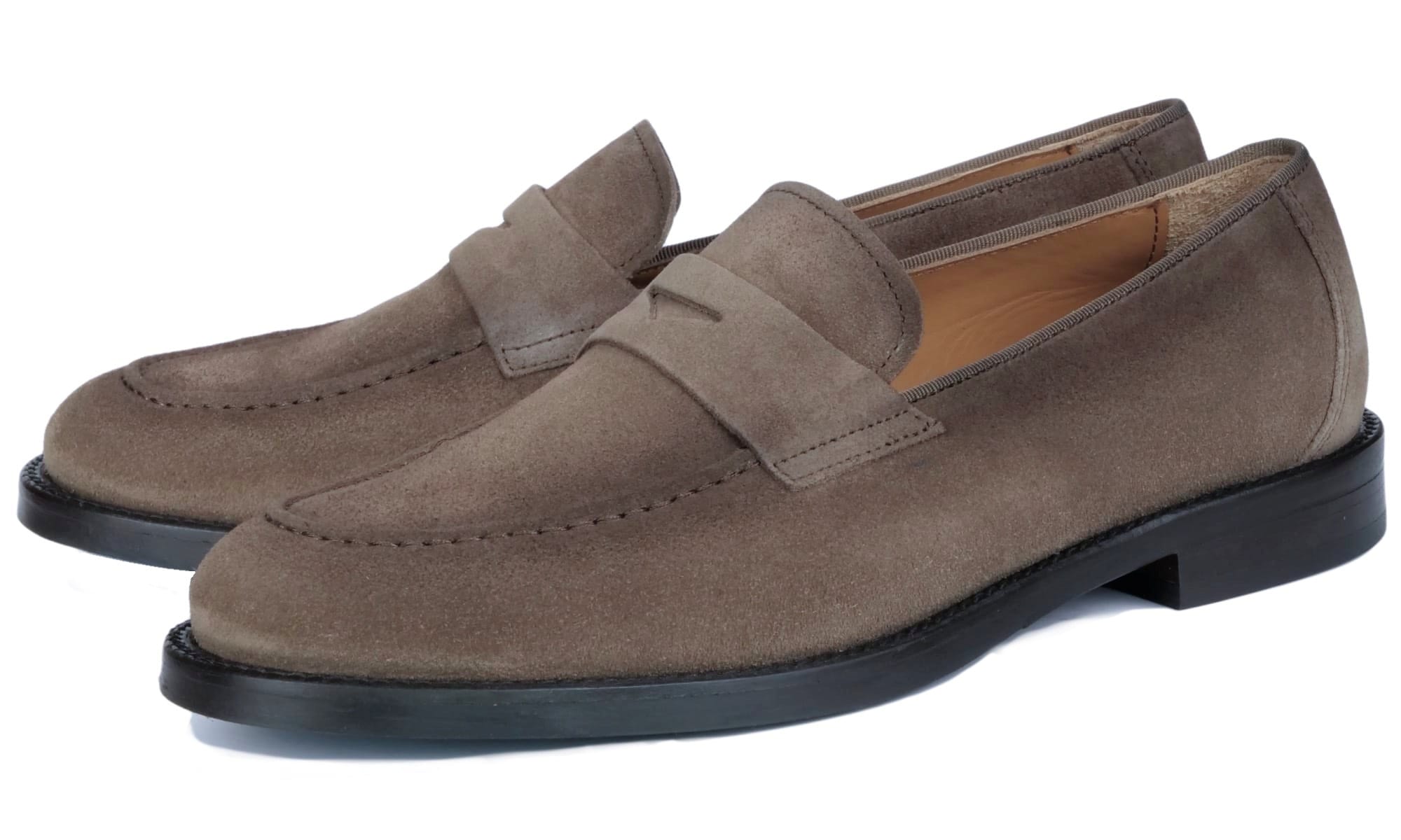 Monaco Penny Loafer Taupe Brown Suede
