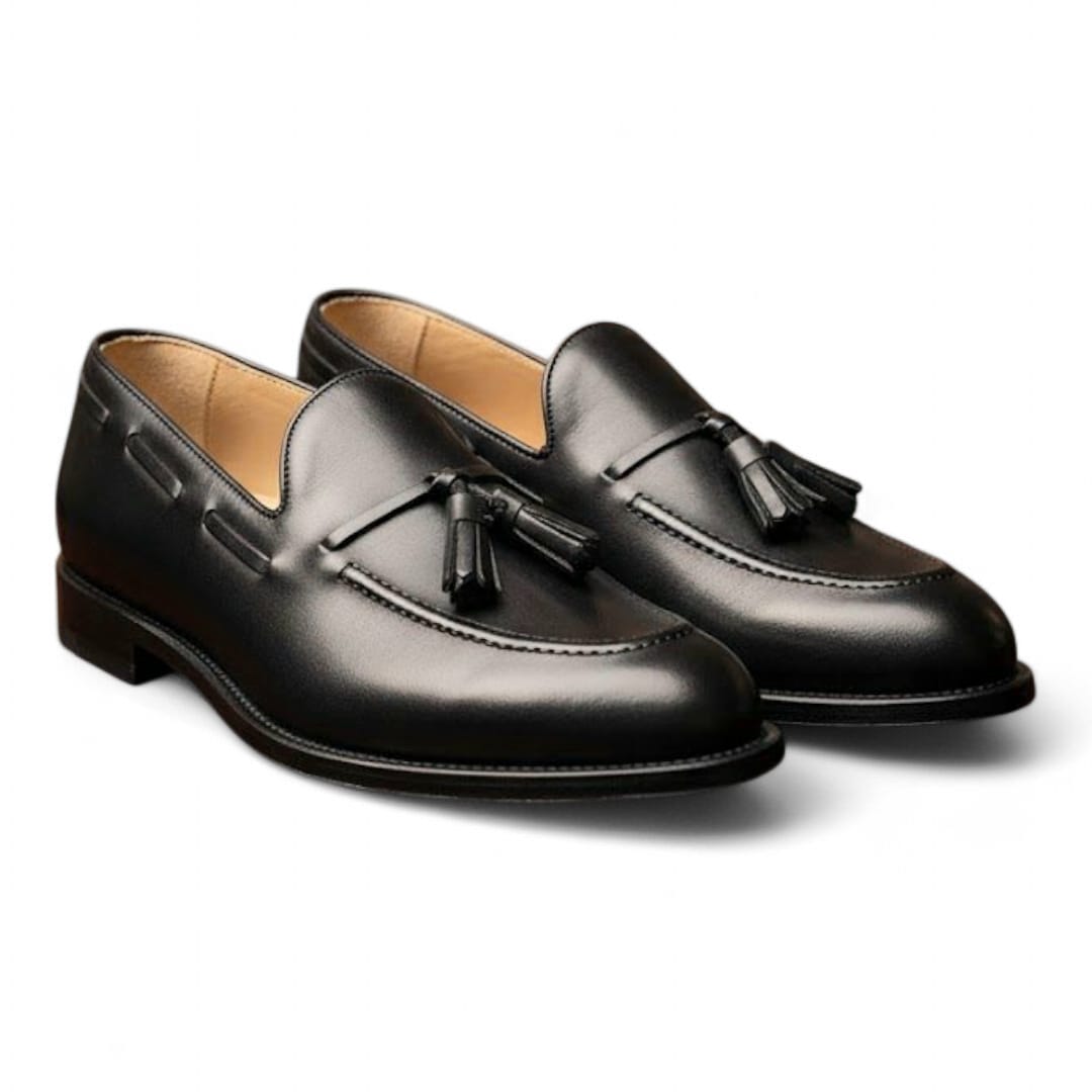 Men’s Leather Tassel Loafers with Leather Sole