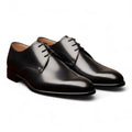 Men’s Black Calf Leather Derby Shoes with Leather Sole