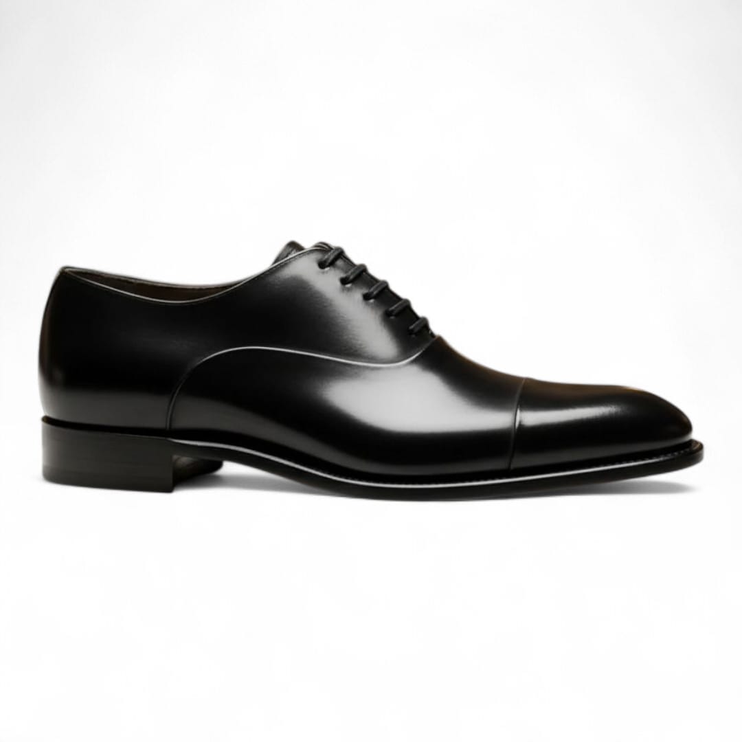 Mens Leather Oxford Dress Shoes with Closed Lacing and Leather Sole
