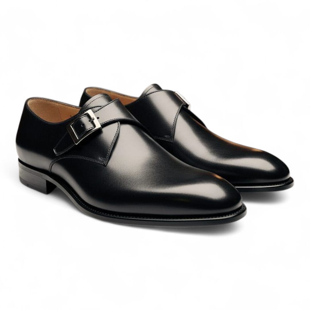 Handmade Pure Leather Single Monk Shoes | Classic Formal Elegance