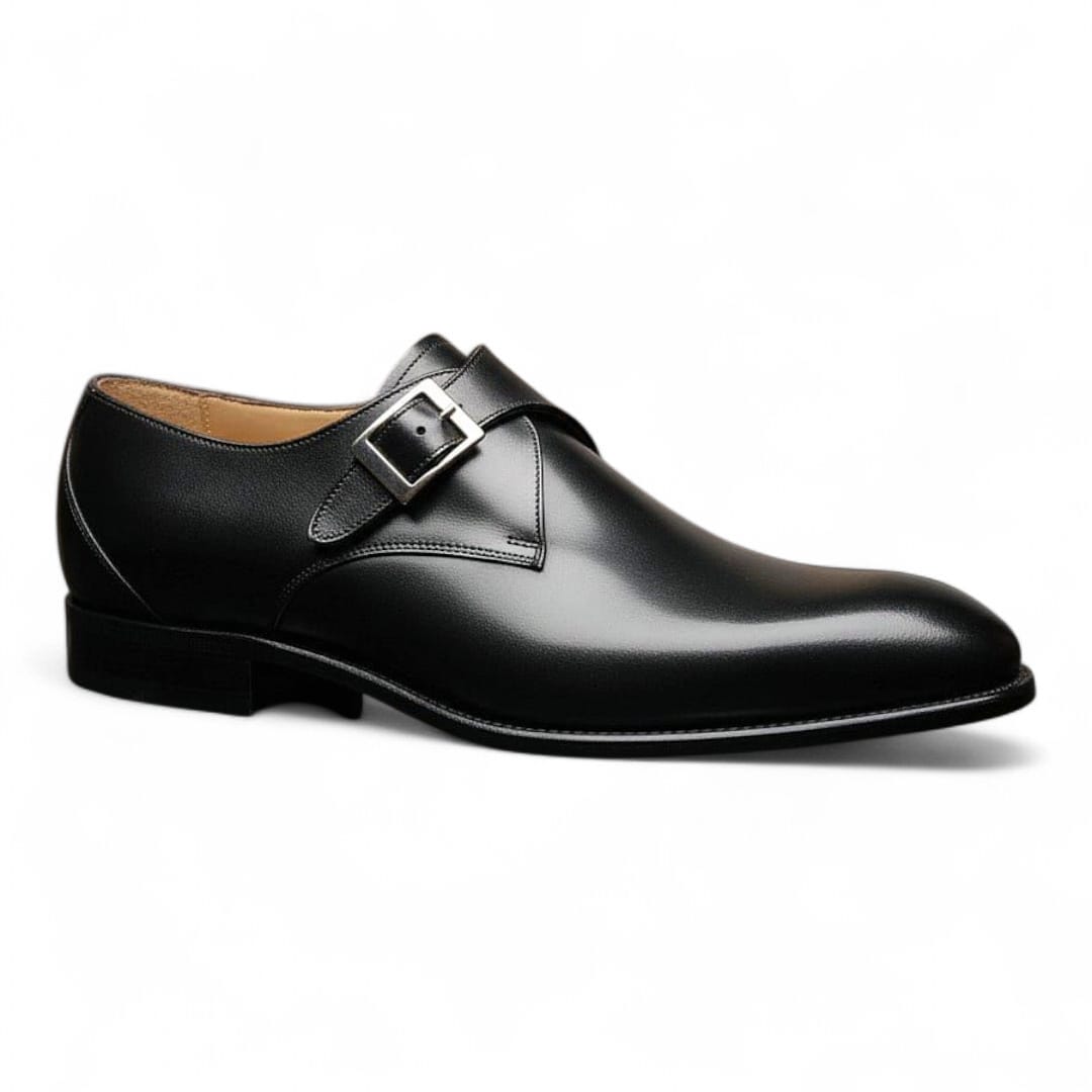 Handmade Pure Leather Single Monk Shoes | Classic Formal Elegance