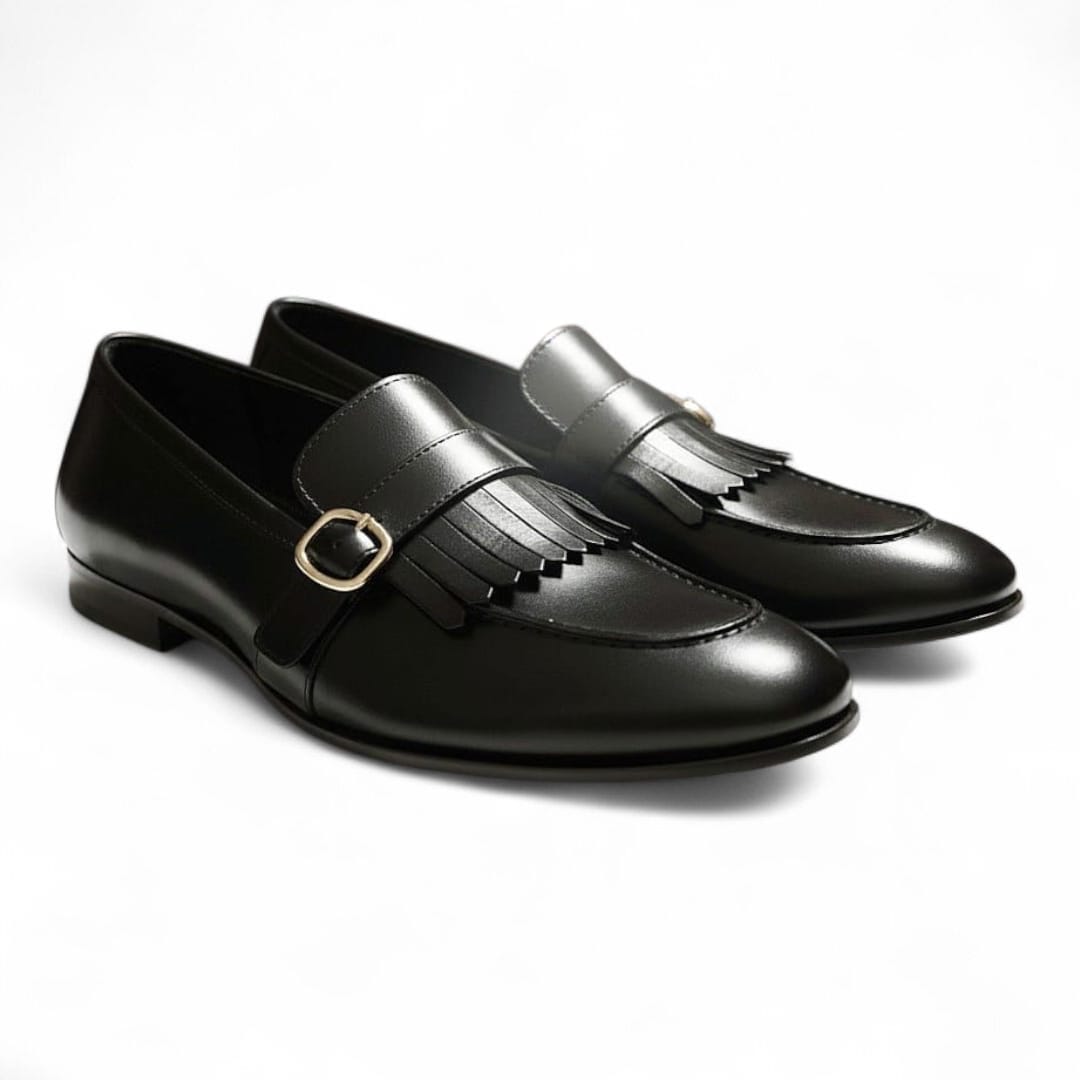 Handmade Men’s Leather Loafers with Buckle | Classic Penny Design