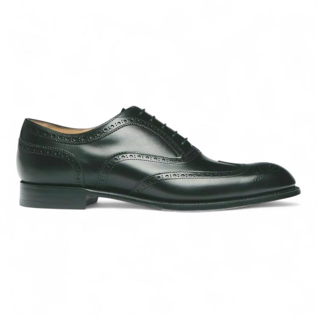 Hand-Crafted Black Brogue Oxford Leather Shoes with Leather Sole