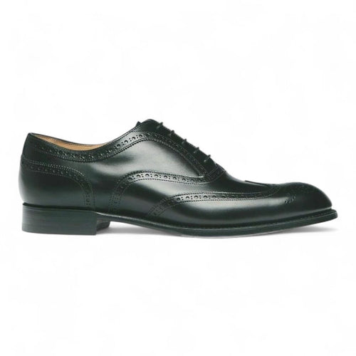 Hand-Crafted Black Brogue Oxford Leather Shoes with Leather Sole