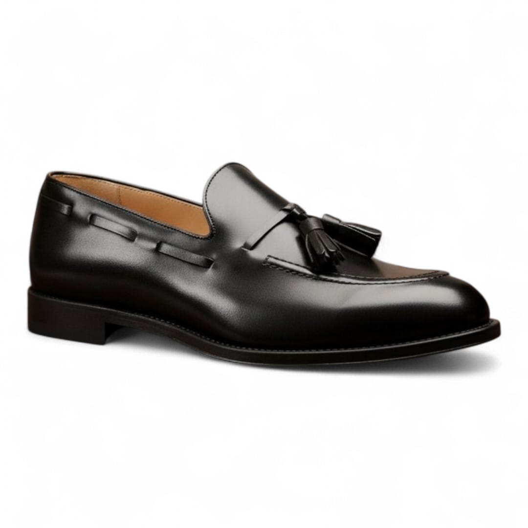 Men’s Leather Tassel Loafers with Leather Sole